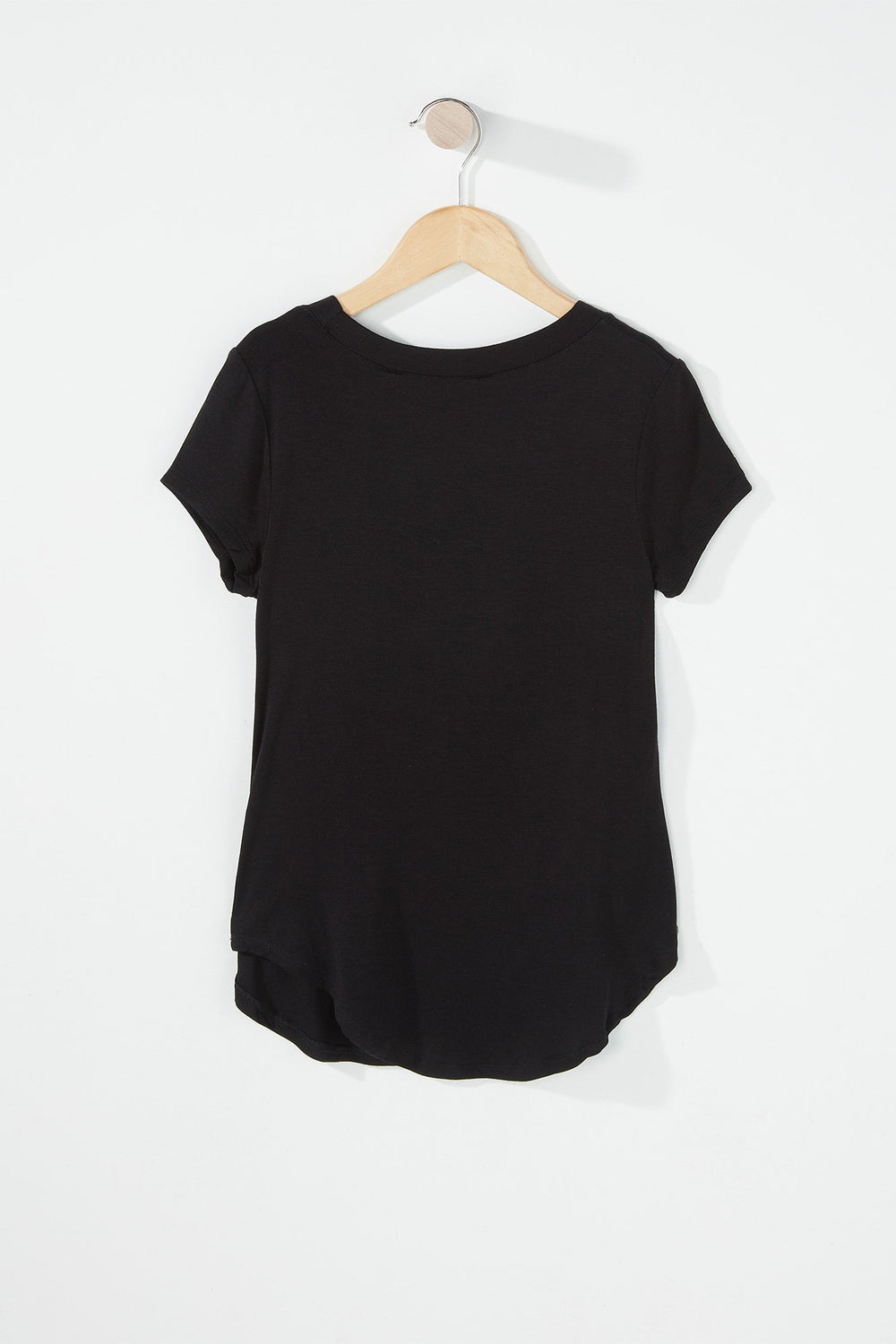 Kids Girls Graphic Dolphin Hem Lightweight T-Shirt Black