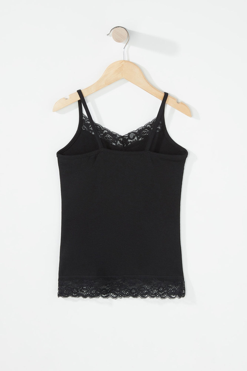 Kids Girls Lace Ribbed Camisole Black