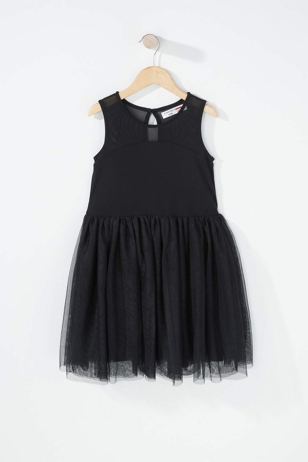 Kids Girls Mesh Tutu Pleated Dress Black