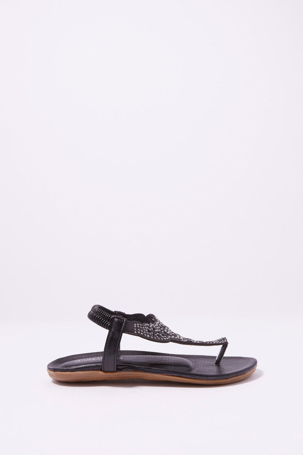 Kids Girls Nubuck Tubular Beaded T-Bar Sandal Black