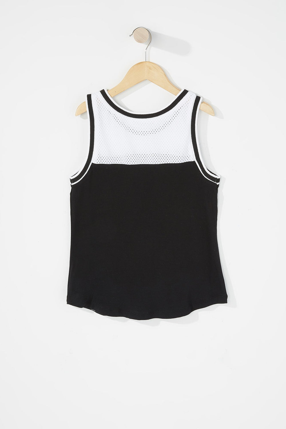 Kids Girls Perforated Graphic Mesh Basketball Tank Black