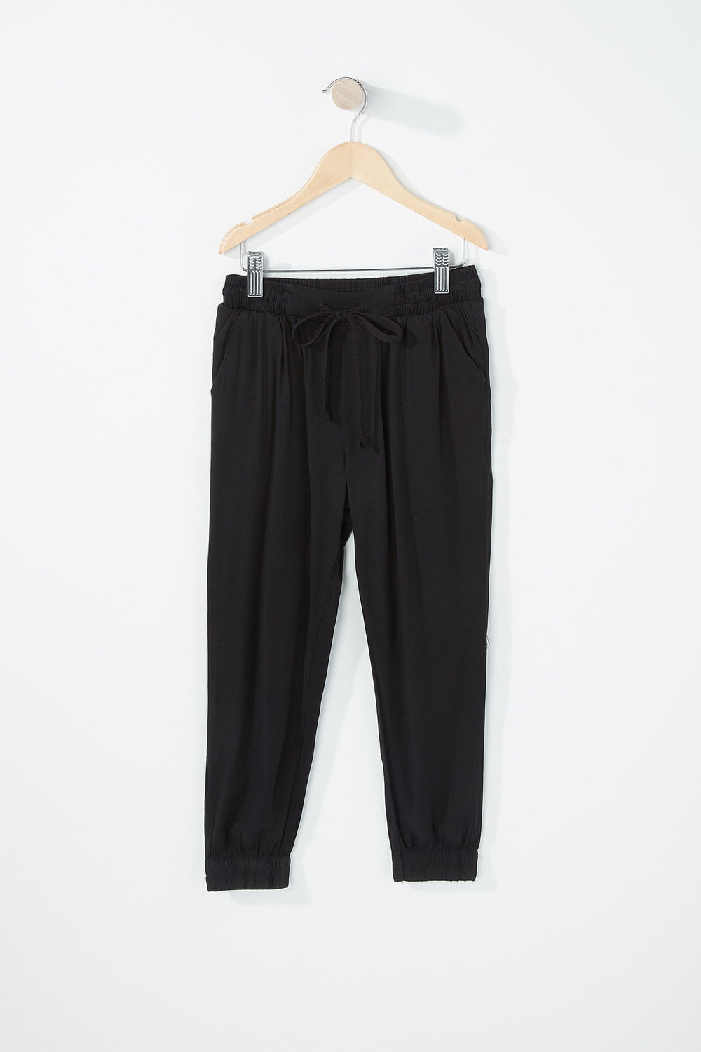 Kids Girls Printed Lightweight Drawstring Pant Black