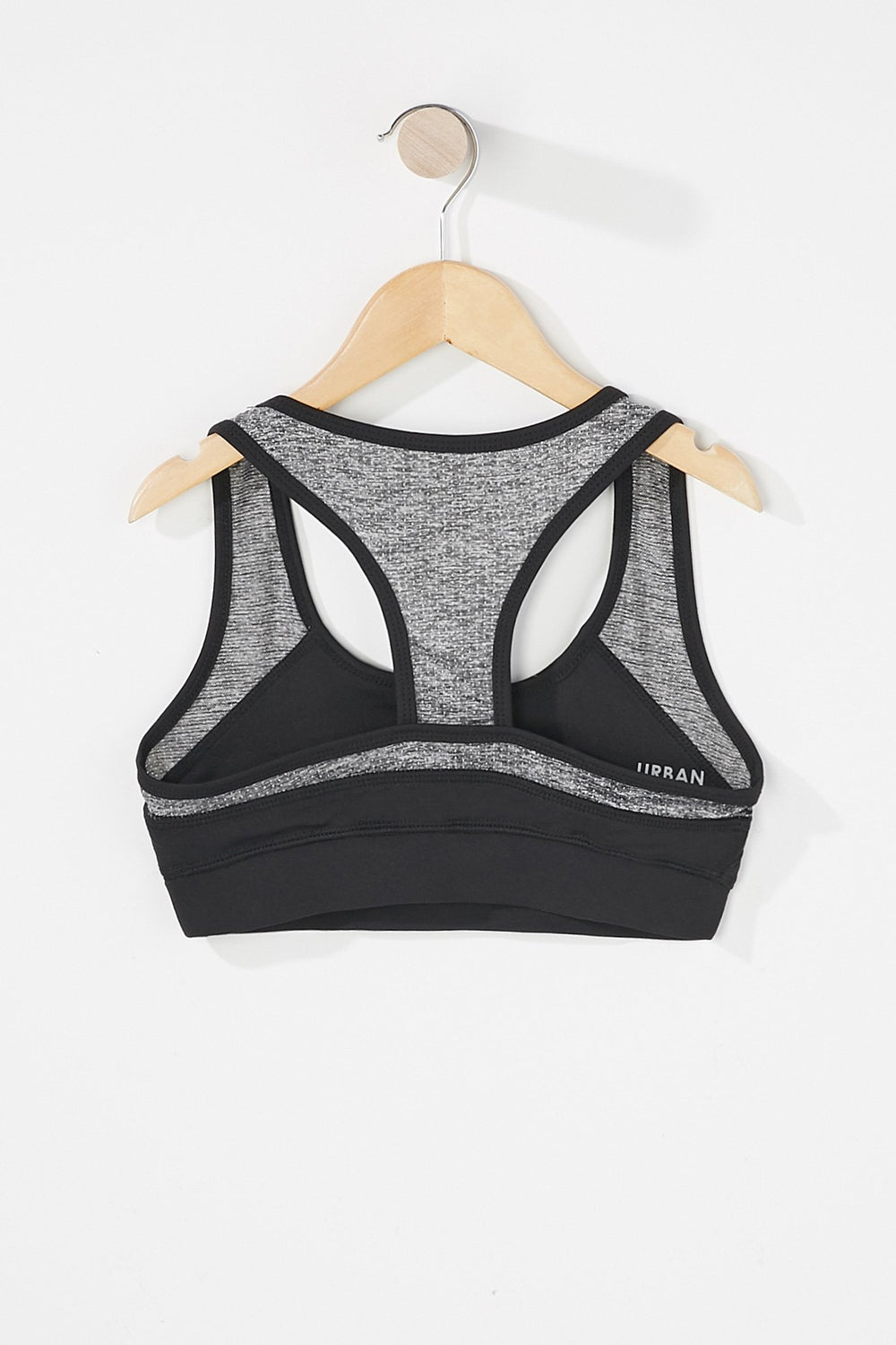 Kids Girls Racerback Contrast Mesh Sports Bra Black