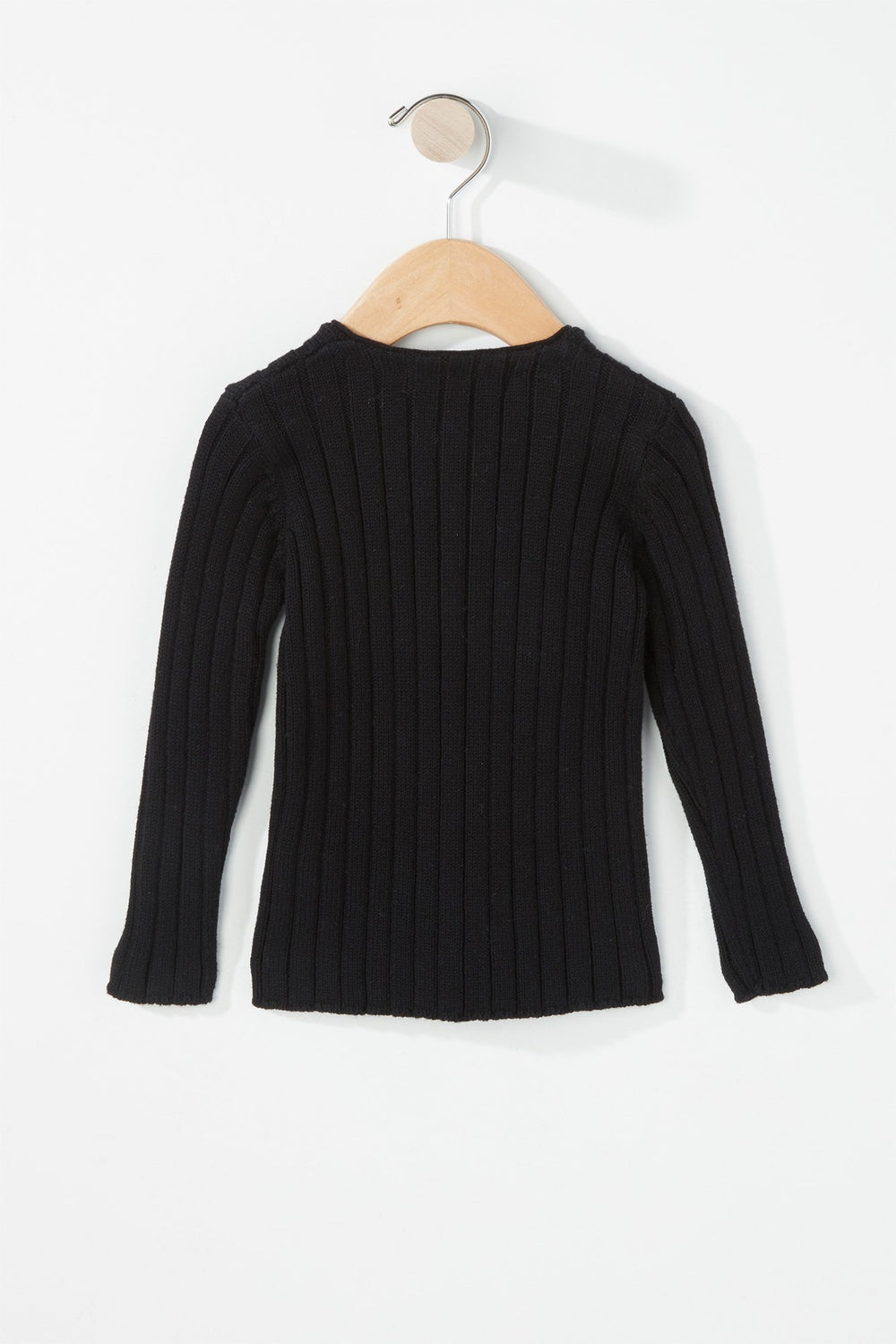 Kids Girls Ribbed Button-Up Cardigan Black