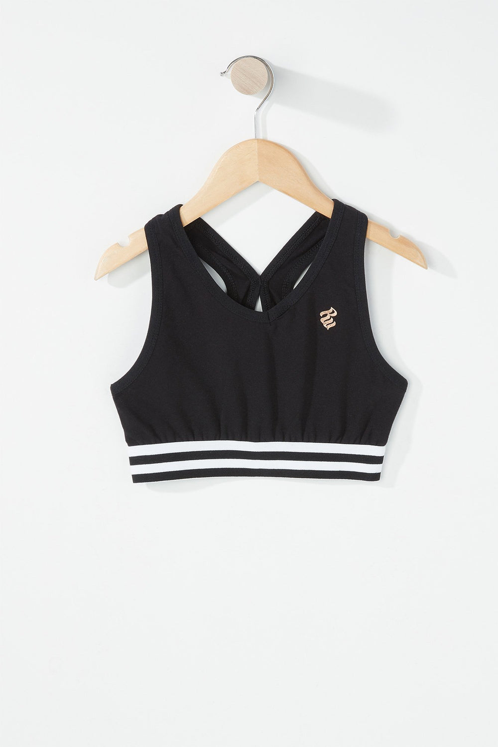 Kids Girls Rocawear Varsity Striped Sports Bra Black
