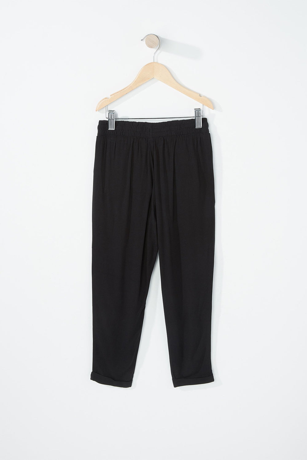 Kids Girls Roll-Up Lightweight Drawstring Jogger Black