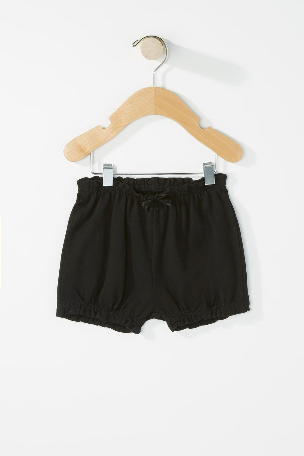 Kids Girls Ruffle Lightweight Drawstring Short Black