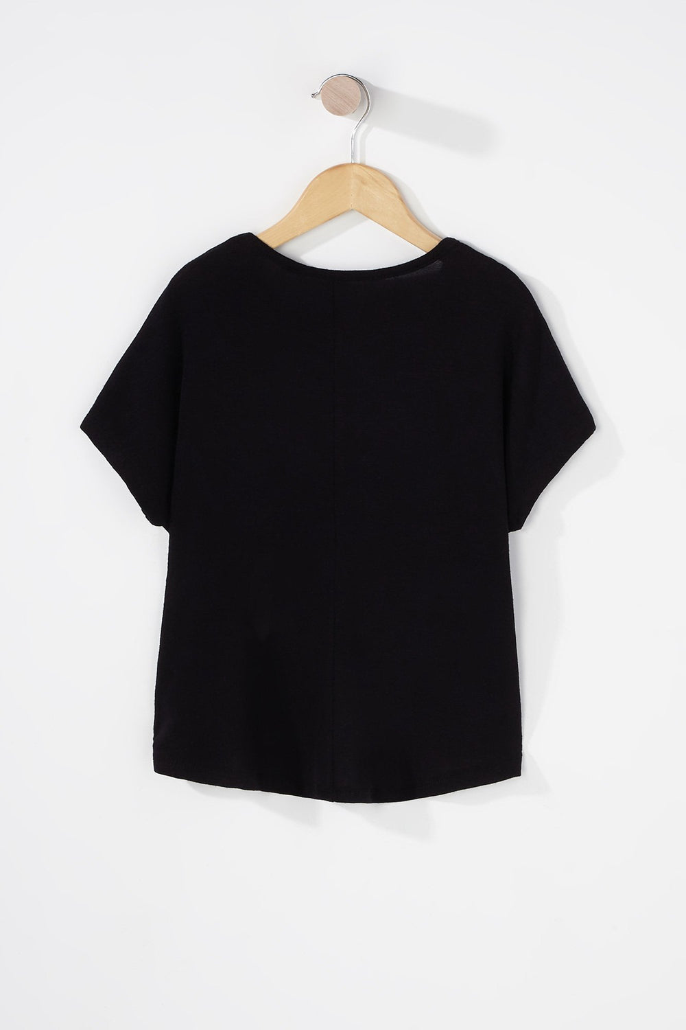 Kids Girls V-Neck Dolman Basic T-Shirt Black