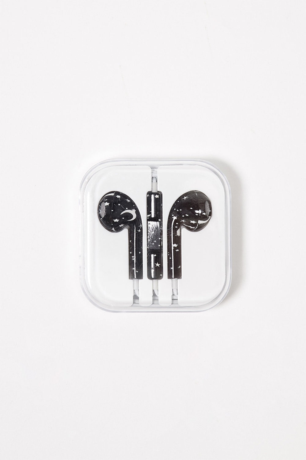 Men Women Graphic Ear Buds Black with White