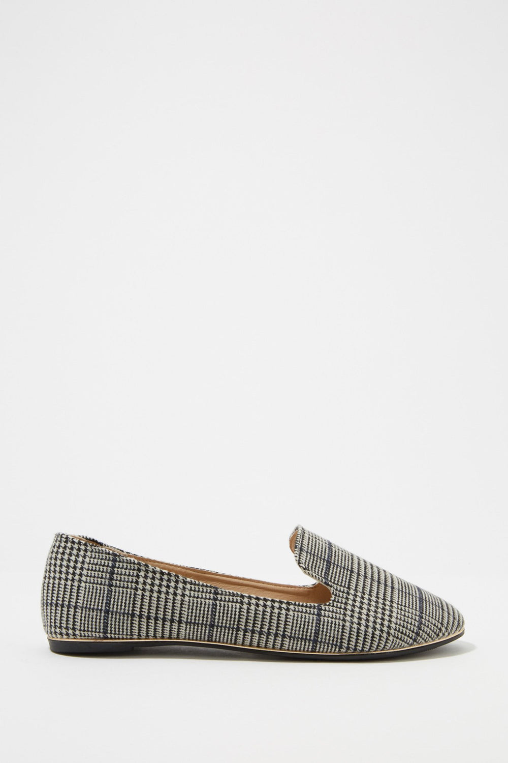 Women Slip-On Gold Trim Loafer Black with White