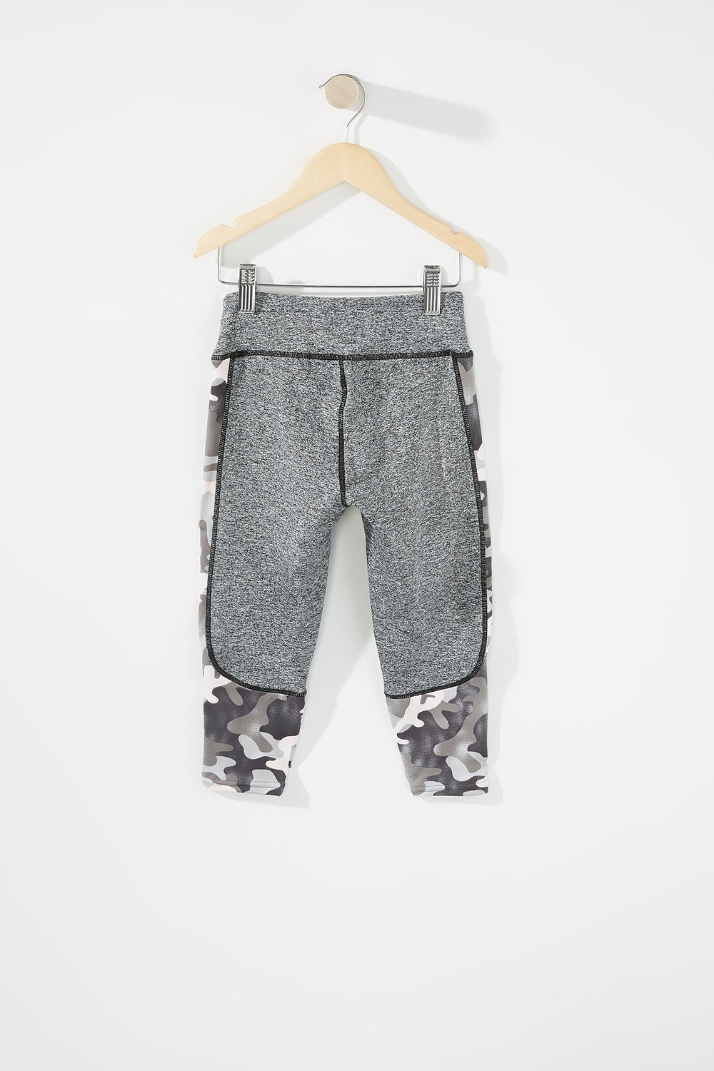 Kids Girls Colour Block Printed Active Legging Black with White