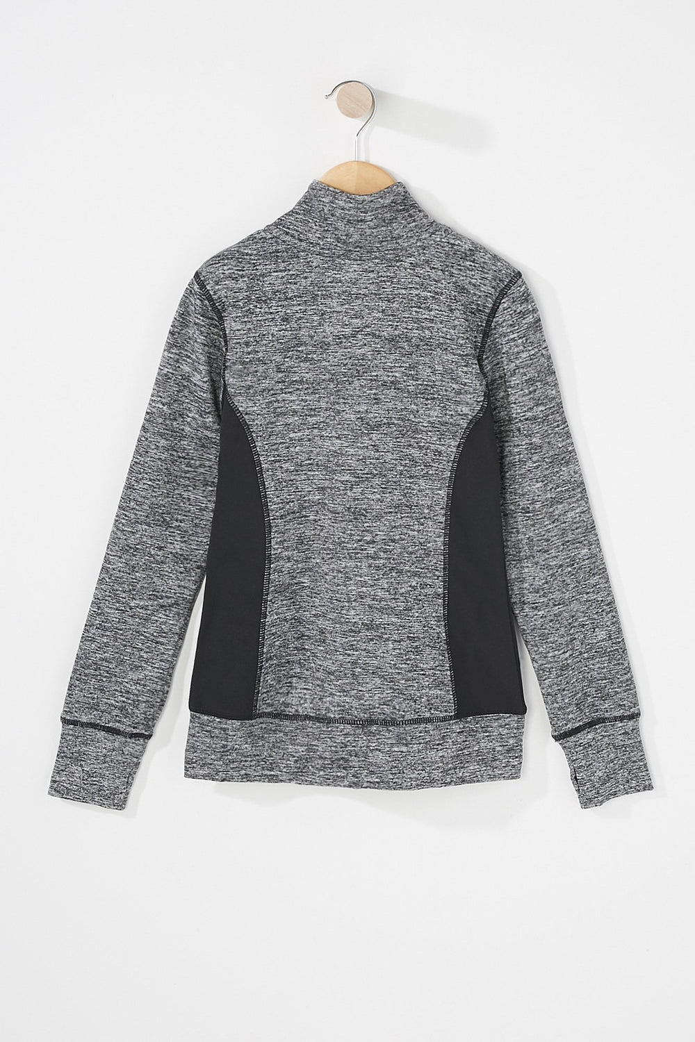 Kids Girls Colour Block Zip-Up Active Jacket Black with White
