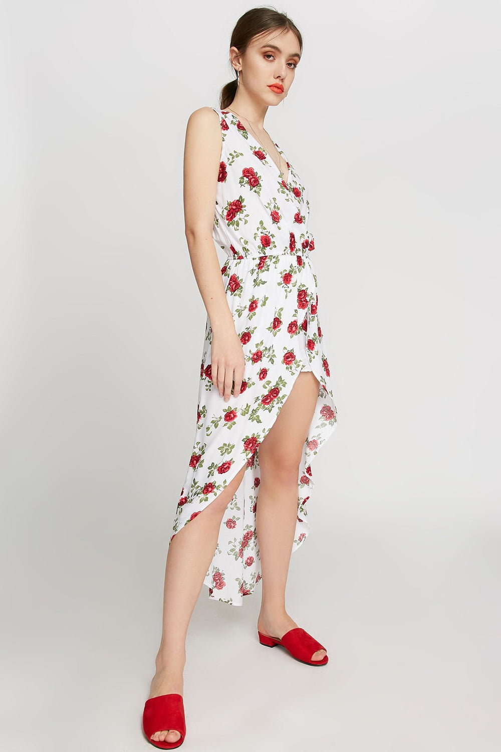 Women Combi-short sans bretelles fleuri Blanc cassé