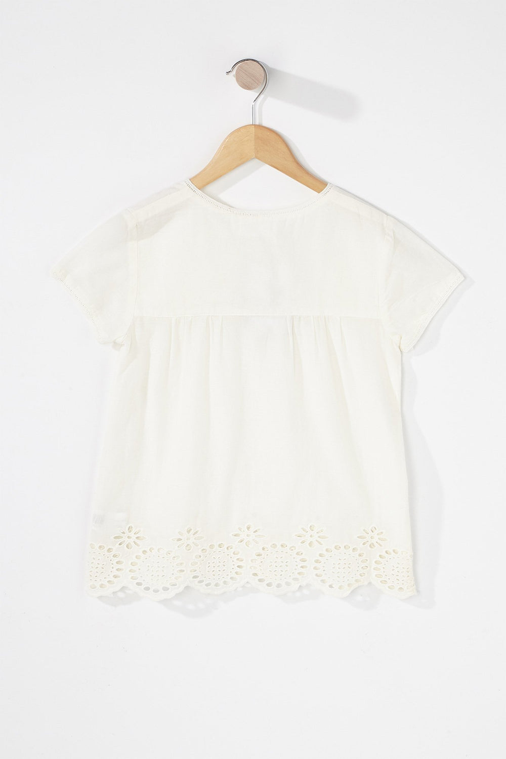 Kids Blouse crochetée légère fleurie pour fille Blanc cassé