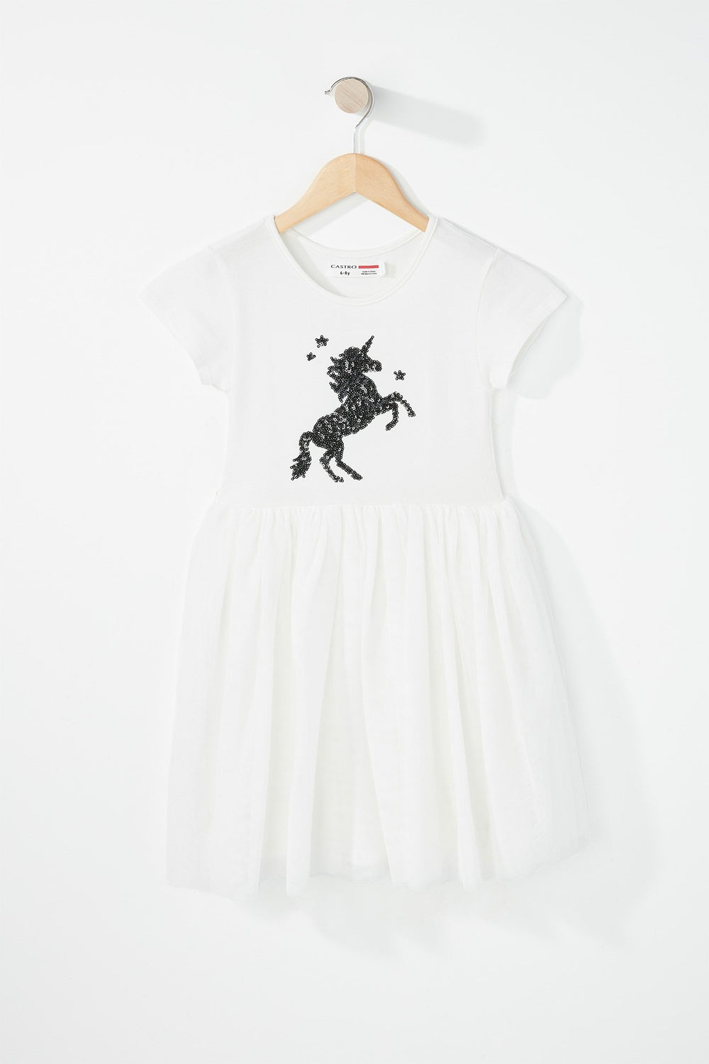 Kids Robe ballerine avec licorne à paillettes pour fille Blanc cassé