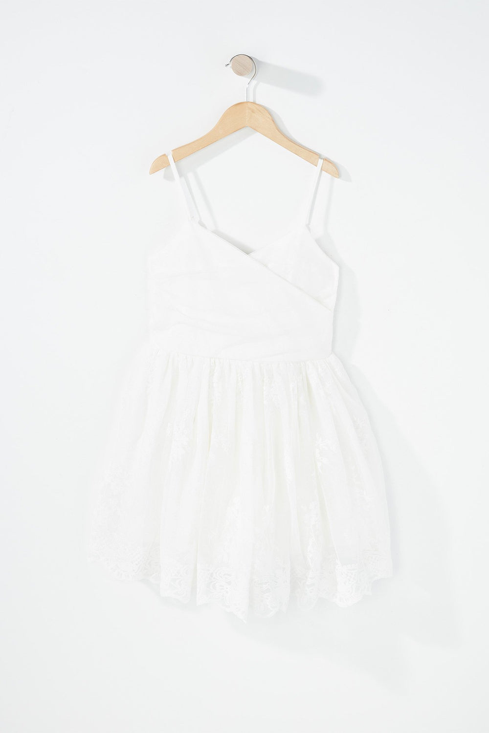 Kids Robe ballerine cache-cur plissée en dentelle pour fille Blanc cassé