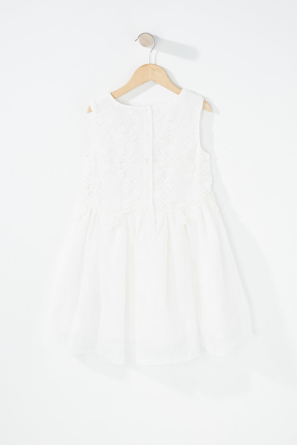 Kids Robe ballerine en dentelle fleurie à encolure arrondie pour fille Blanc cassé