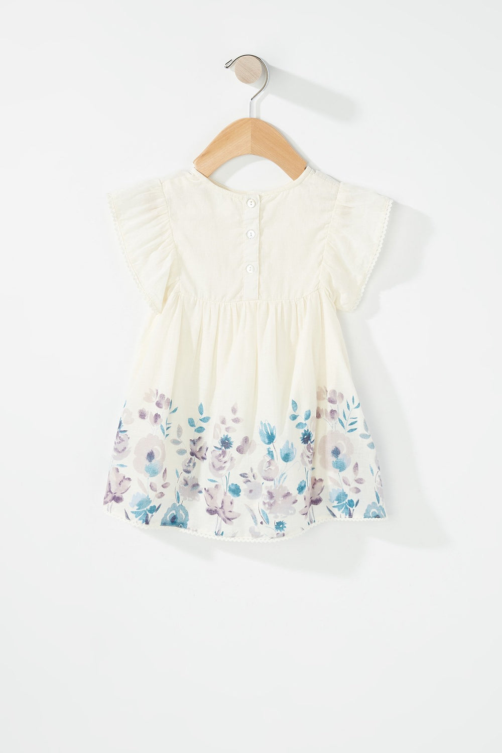 Kids Robe crochetée fleurie plissée pour bébé fille Blanc cassé