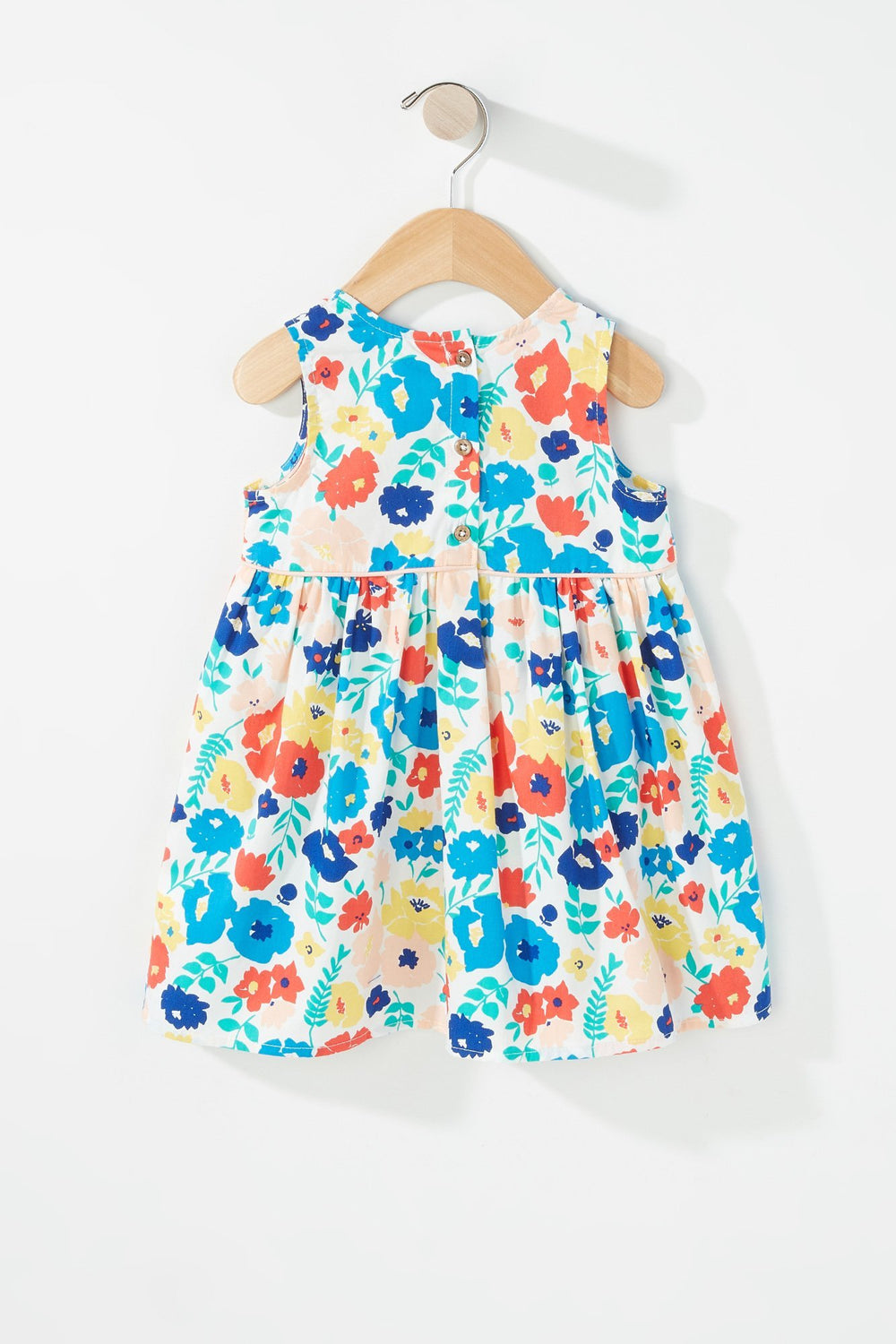 Kids Robe plissée fleurie sans manches pour bébé fille Blanc cassé