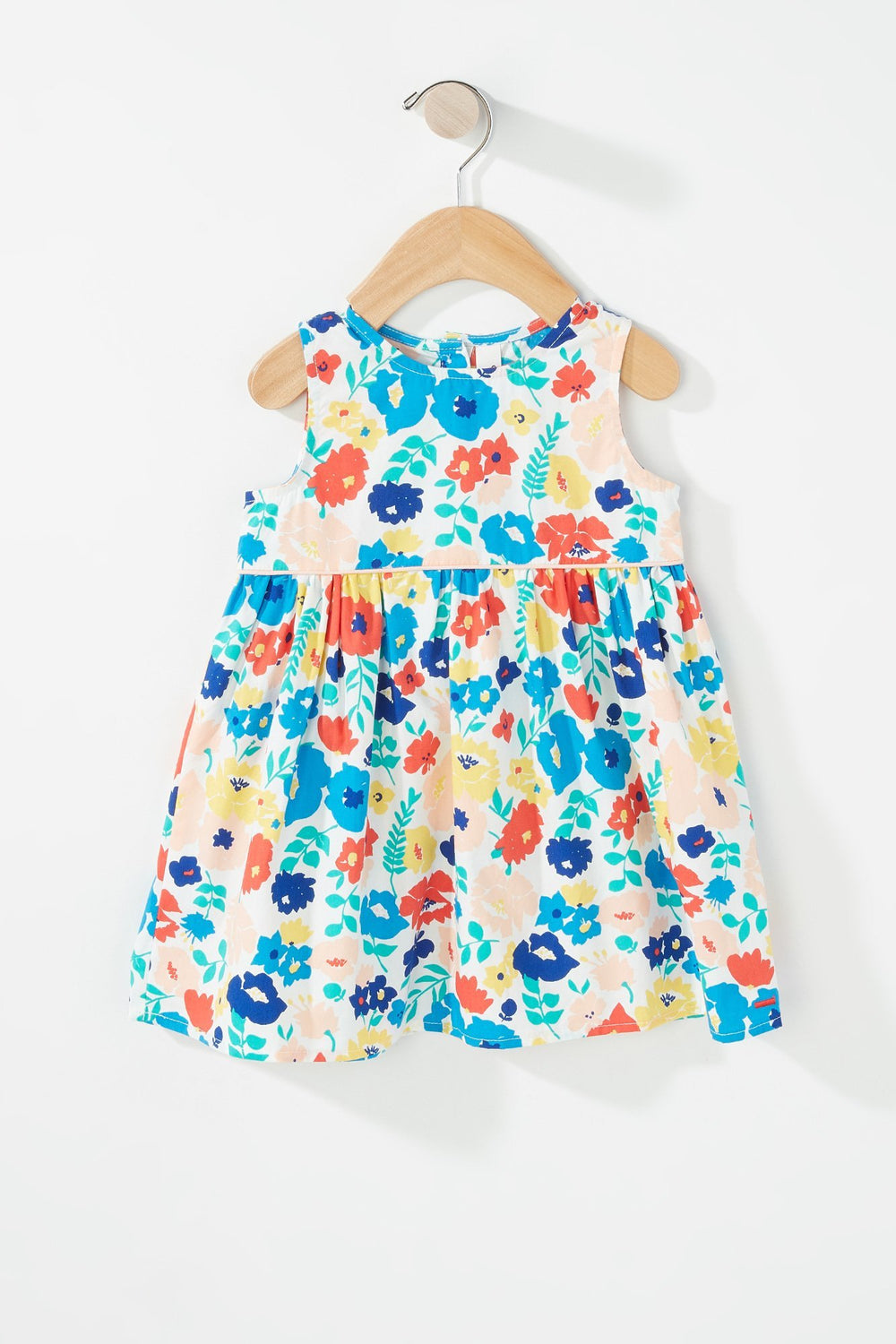 Kids Robe plissée fleurie sans manches pour bébé fille Blanc cassé