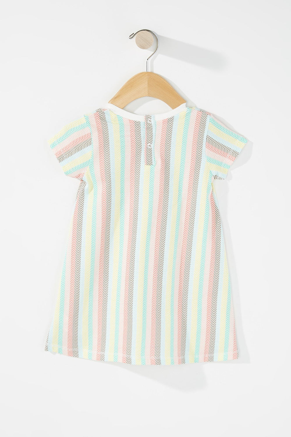 Kids Robe t-shirt en chambray avec poche imprimée pour bébé fille Blanc cassé