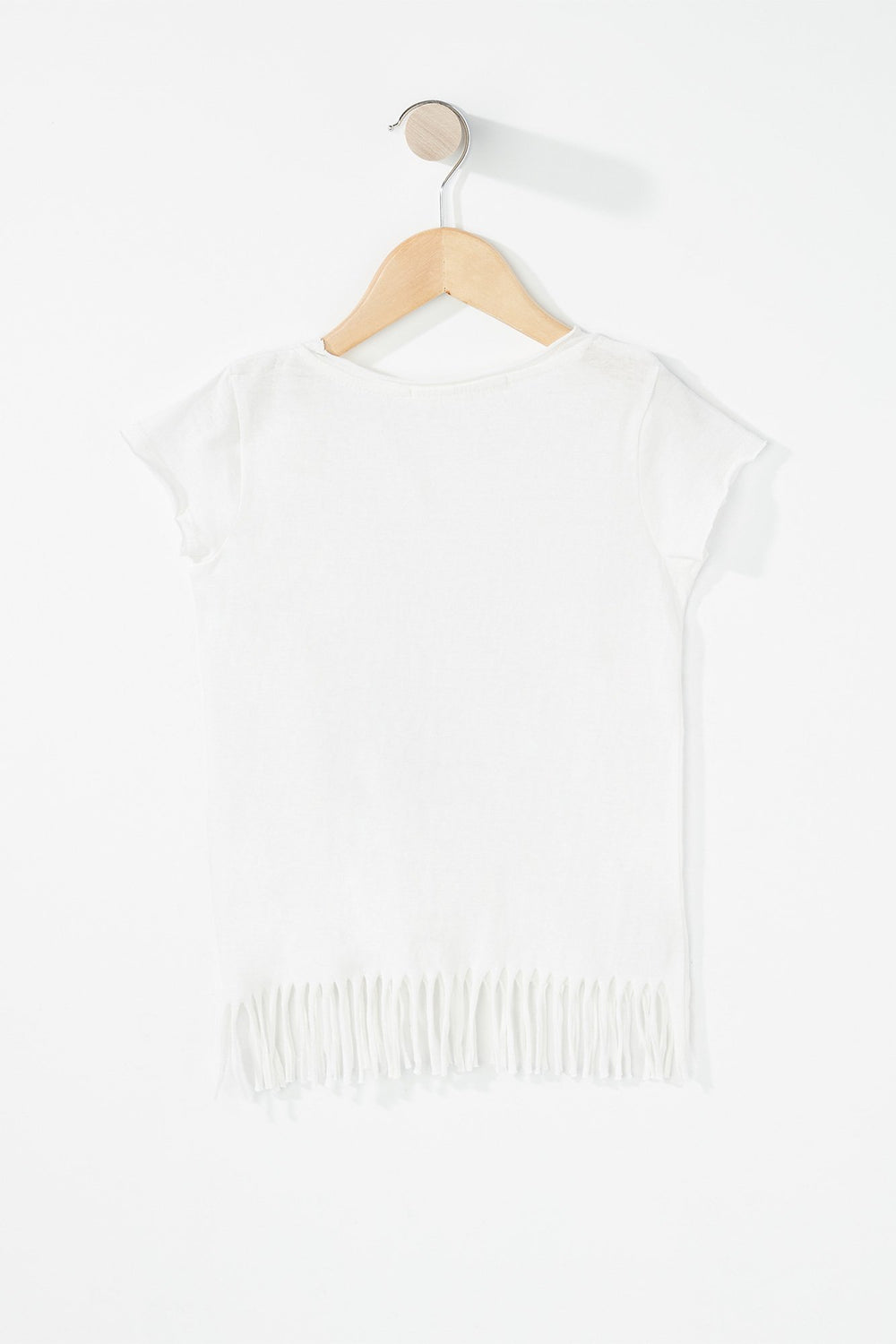 Kids T-shirt à imprimé de message et ballerine avec franges pour fille Blanc cassé