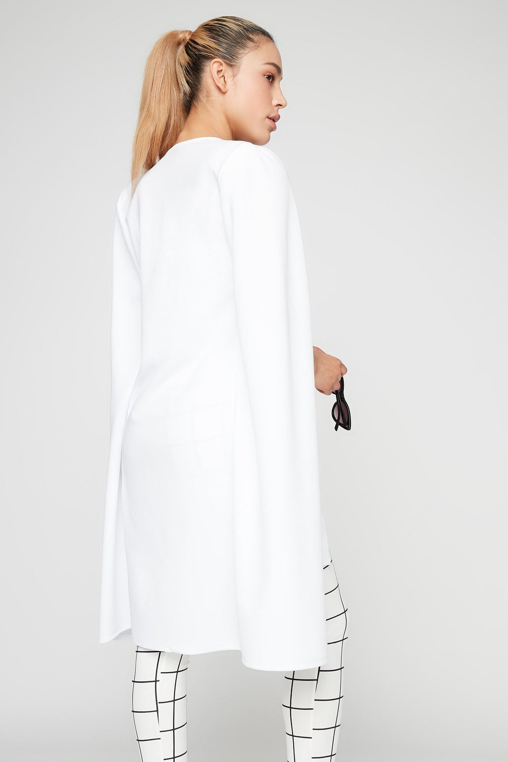 Women Blazer-cape long en crêpe Blanc