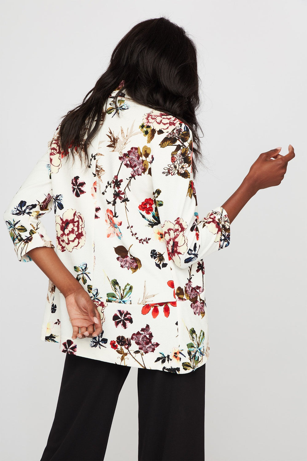 Women Blazer ouvert imprimé Blanc