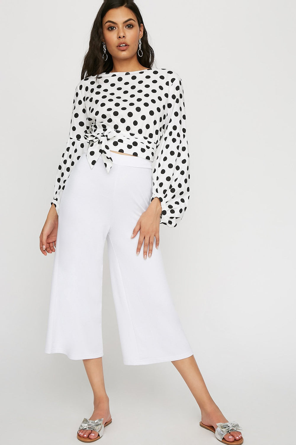 Women Jupe-culotte douce à taille haute Blanc