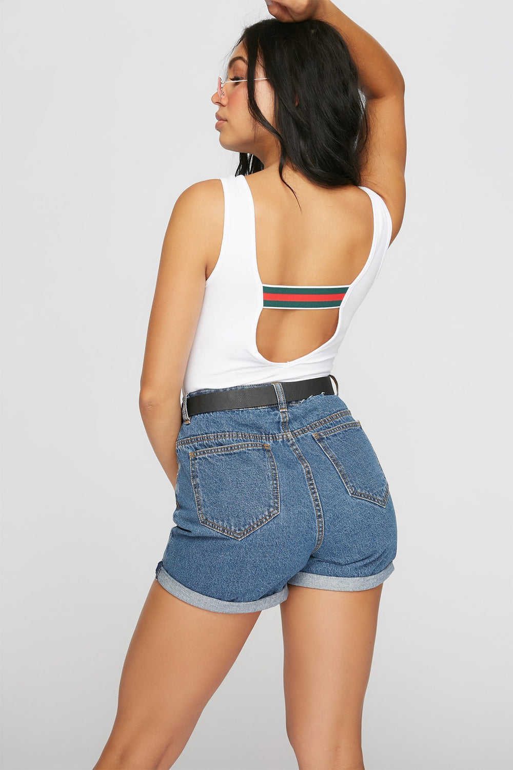 Women Maillot rayé en maille Blanc