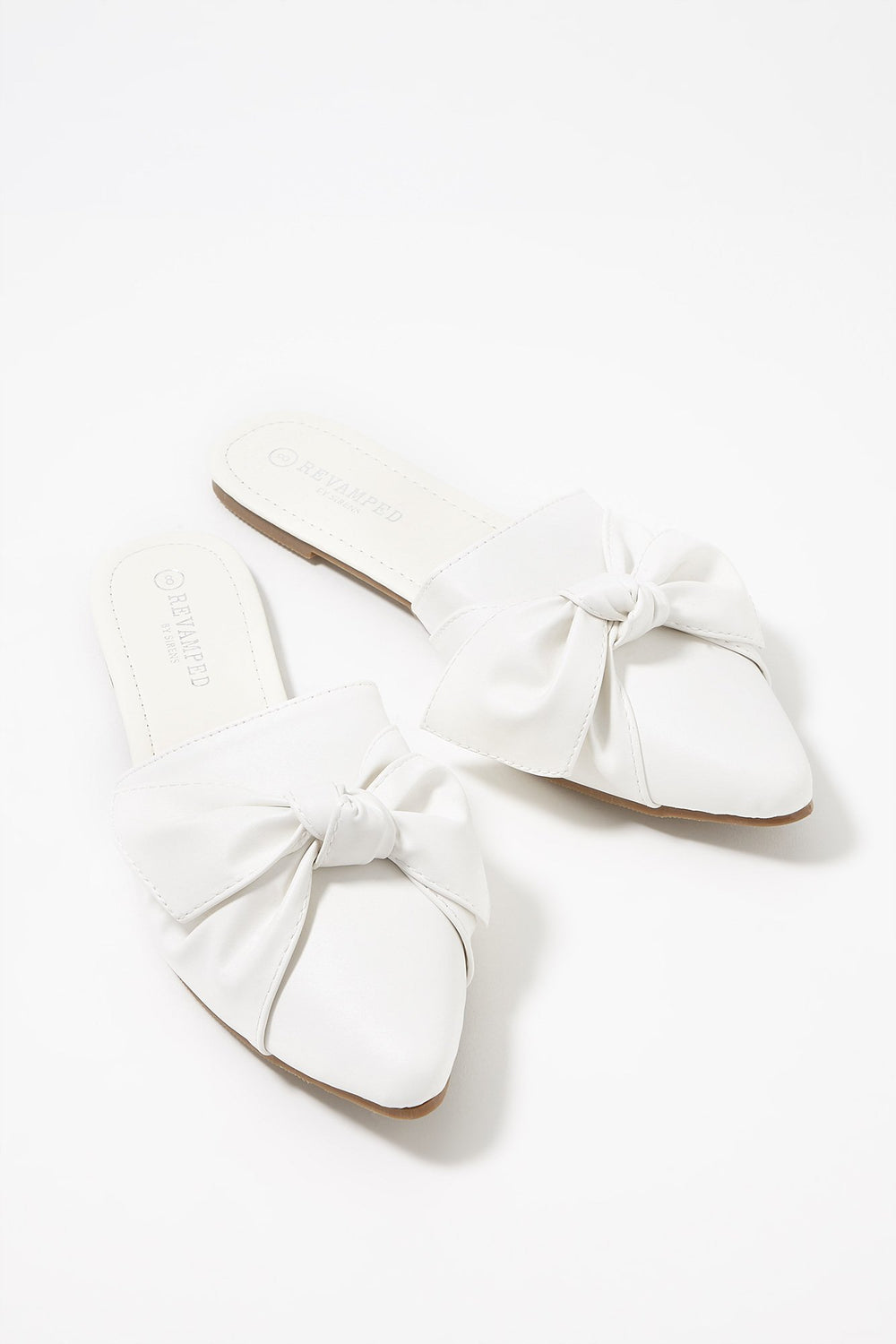 Women Mules à bout pointu avec boucles Blanc
