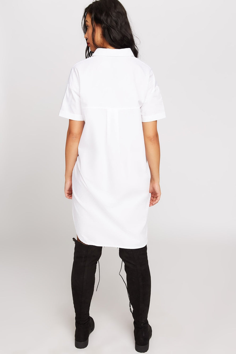 Women Robe-chemisier boutonnée asymétrique Blanc