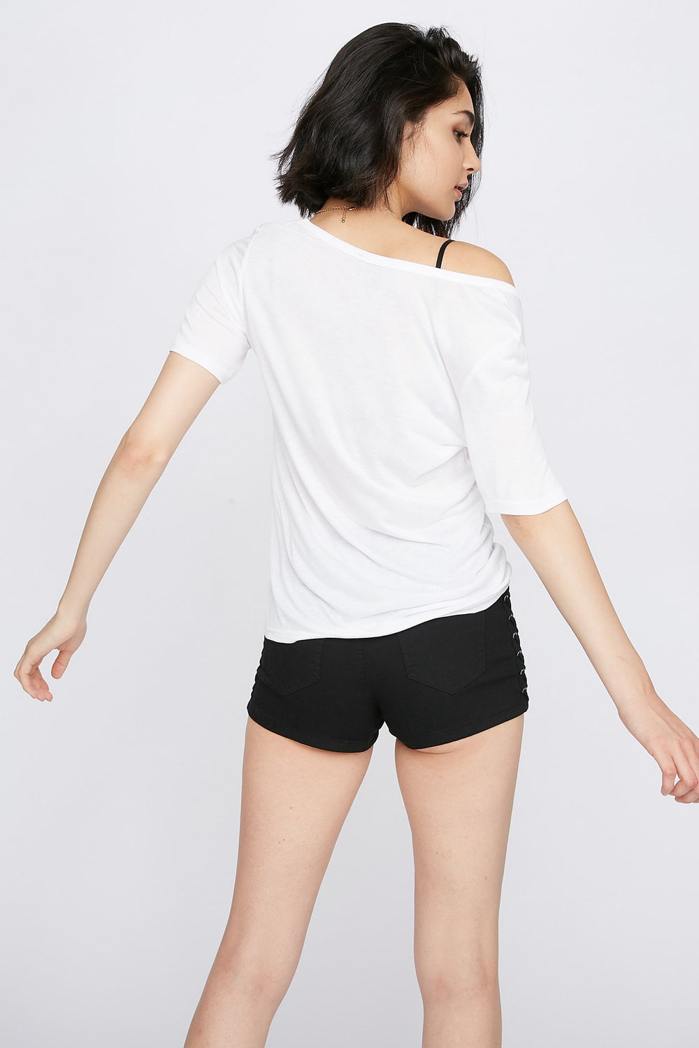 Women T-shirt de base léger à encolure en V Blanc