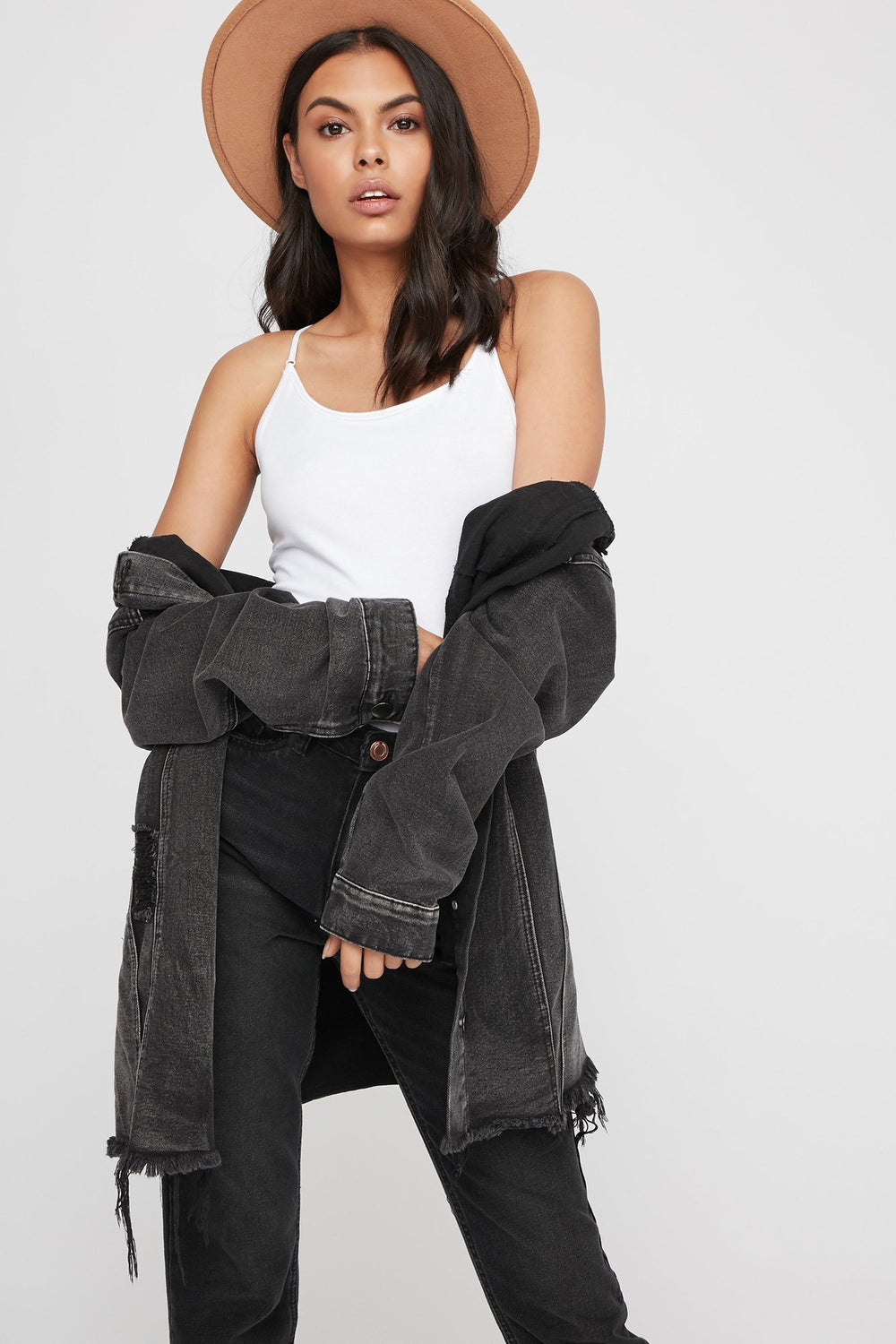 Women Camisole longue de base à encolure arrondie Blanc