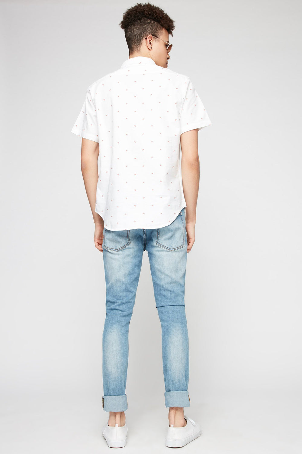 Men Chemise boutonnée imprimée Blanc
