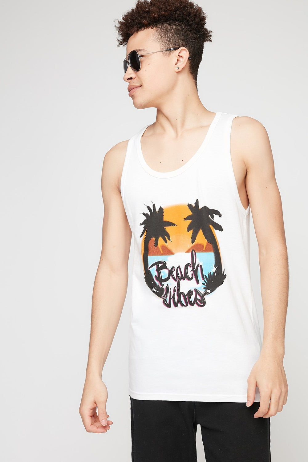 Men Débardeur à imprimé Beach Vibes Blanc