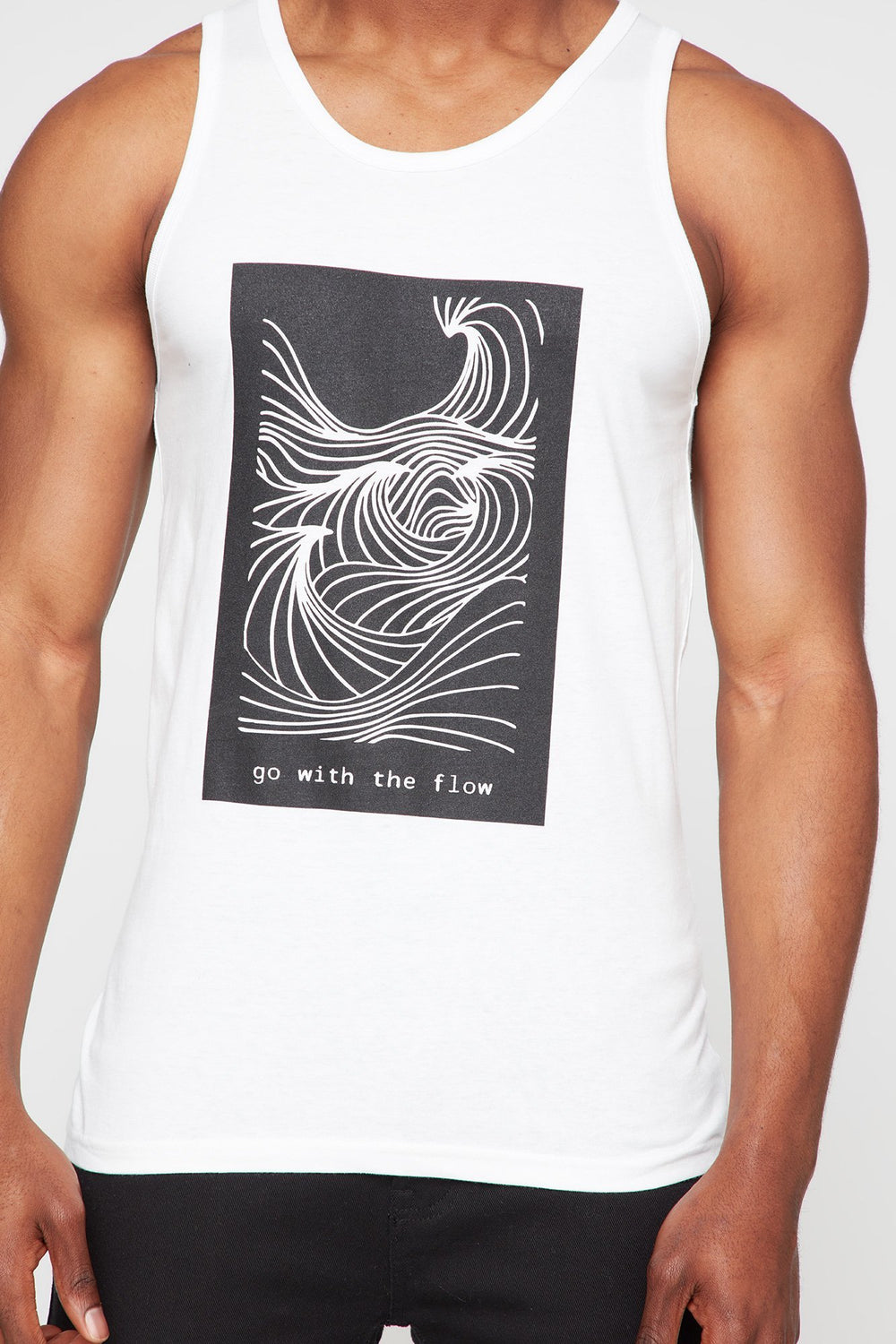 Men Débardeur à imprimé Go With The Flow Blanc