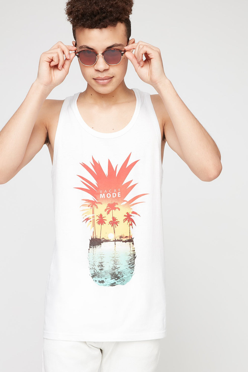 Men Débardeur à imprimé Vacay Mode Blanc
