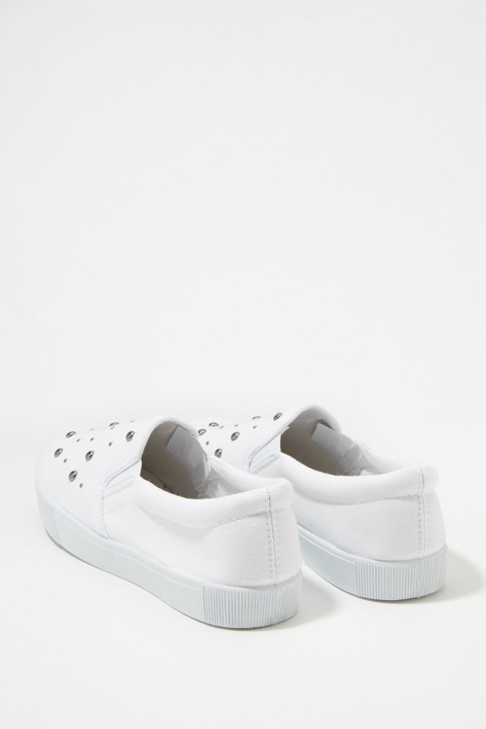 Women Espadrilles en toile à enfiler cloutées Blanc