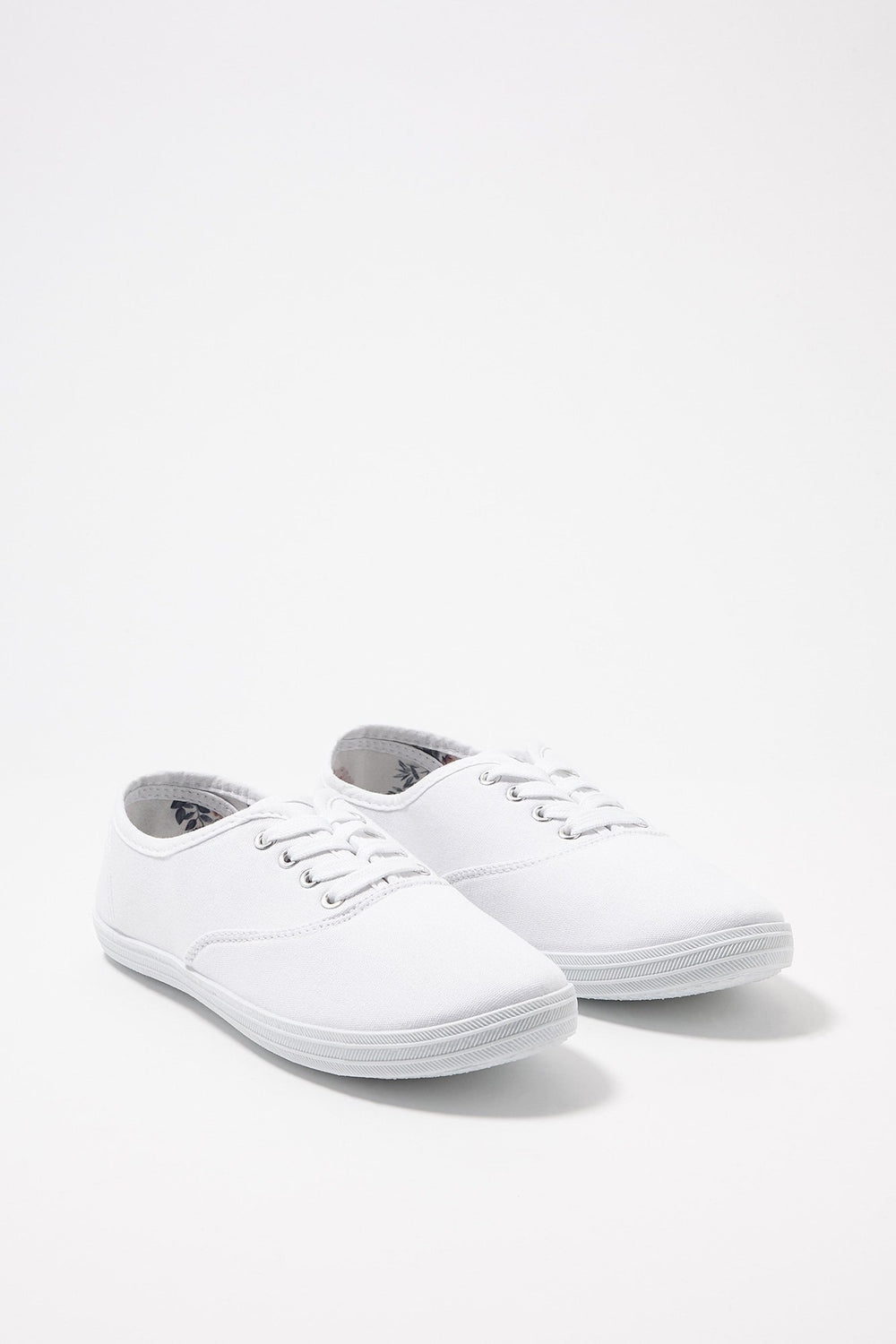 Women Espadrilles en toile lacées classiques Blanc