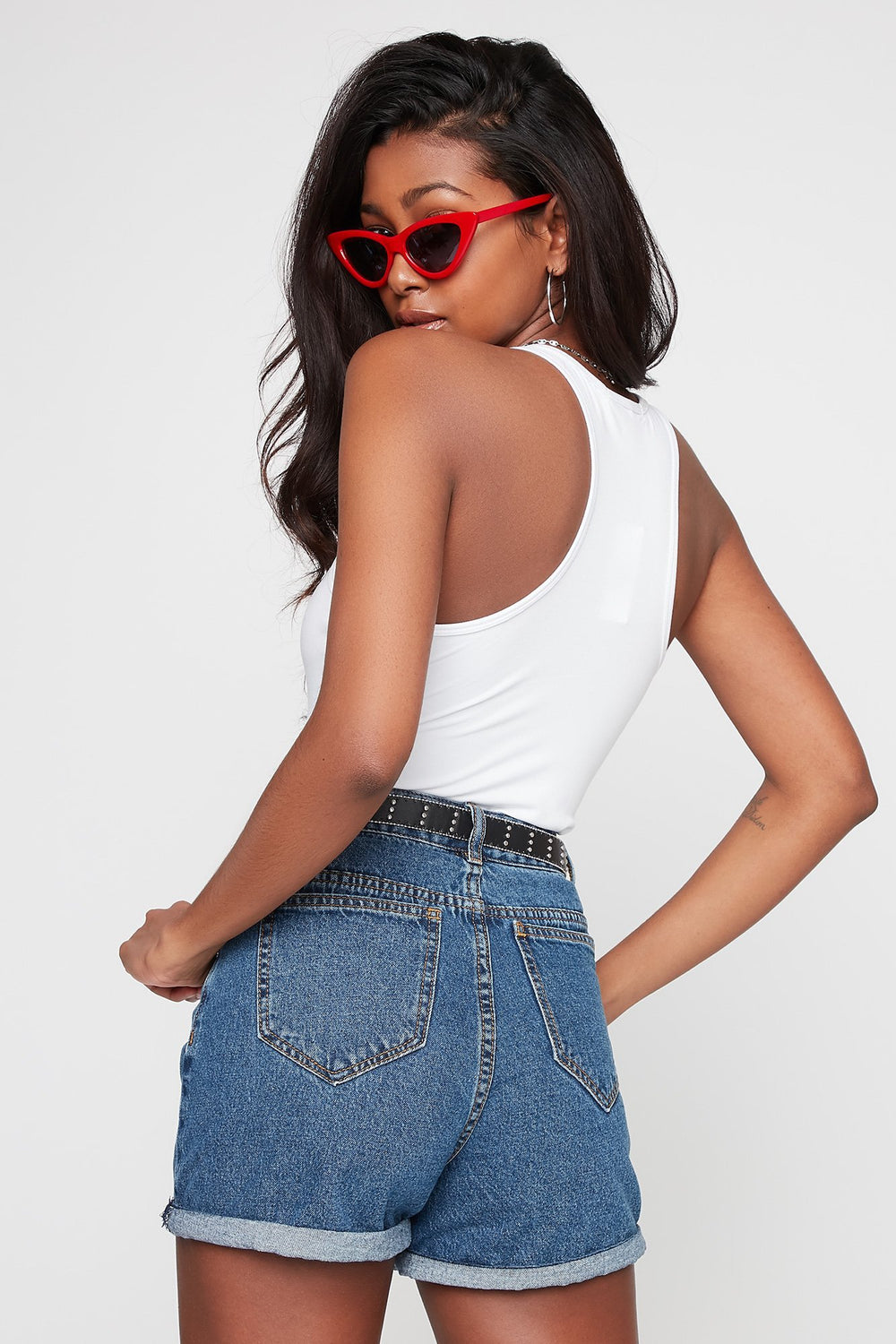 Women Maillot doux à dos nageur et encolure en V Blanc