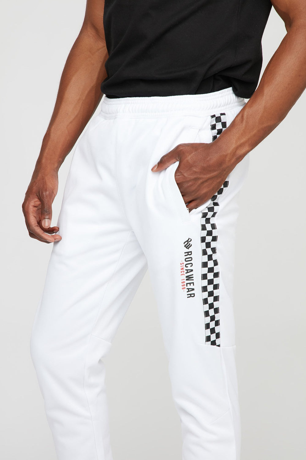 Men Pantalon d'entraînement Rocawear à carreaux Blanc