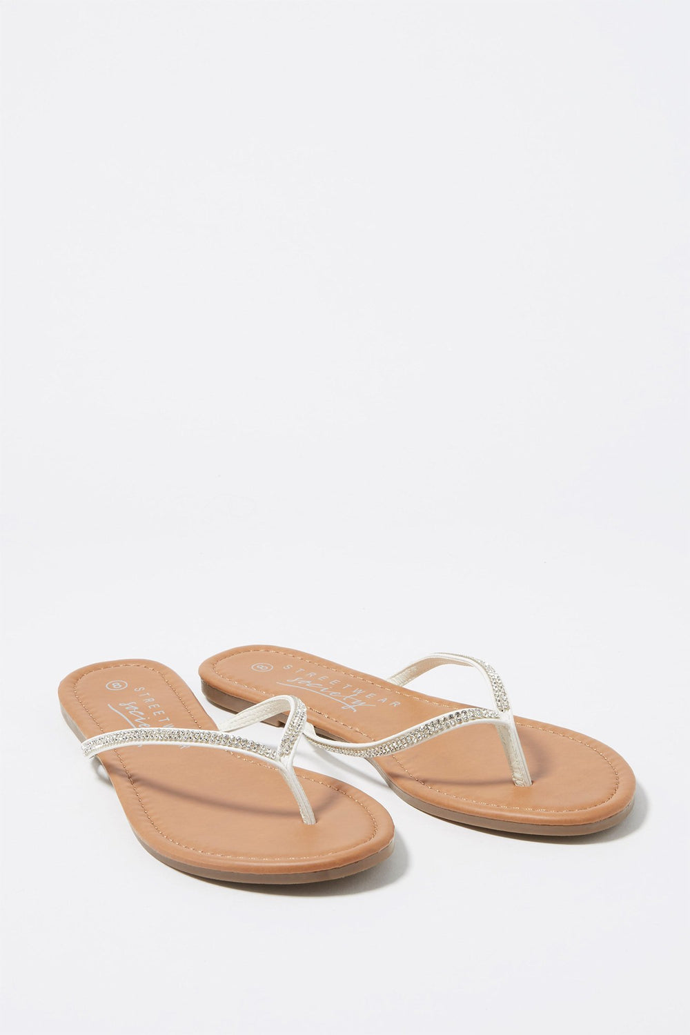 Women Sandales de plage garnies de pierres du Rhin Blanc