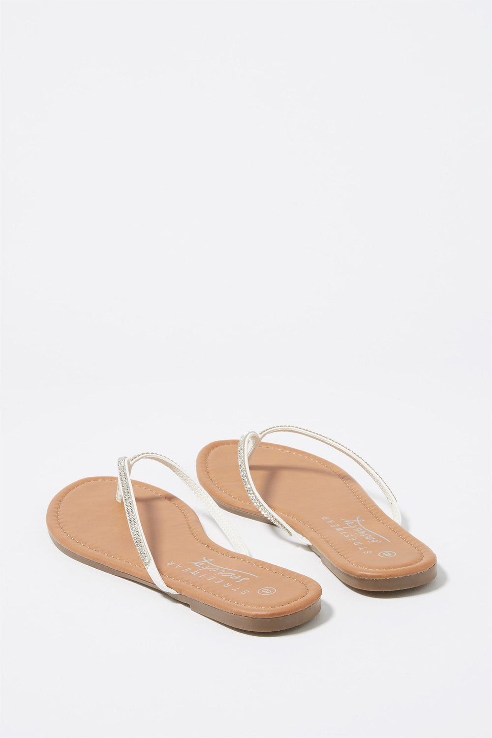 Women Sandales de plage garnies de pierres du Rhin Blanc