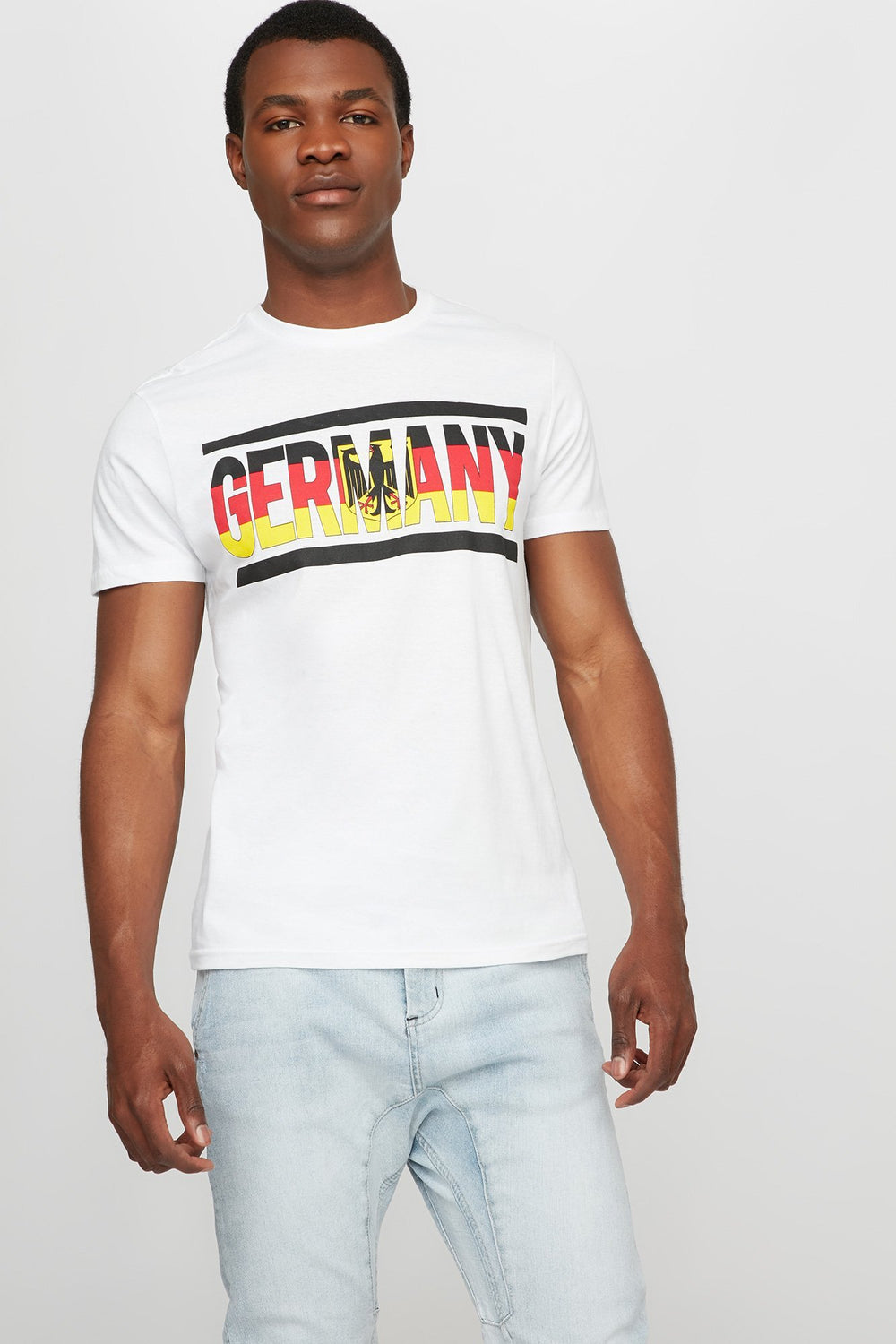Men T-shirt à imprimé World Cup Germany avec encolure dégagée Blanc