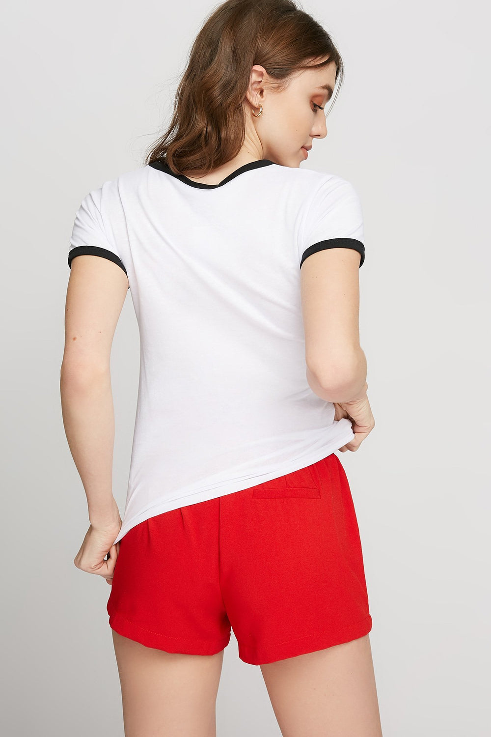Women T-shirt à liséré contrastant avec imprimé Good Vibes Blanc