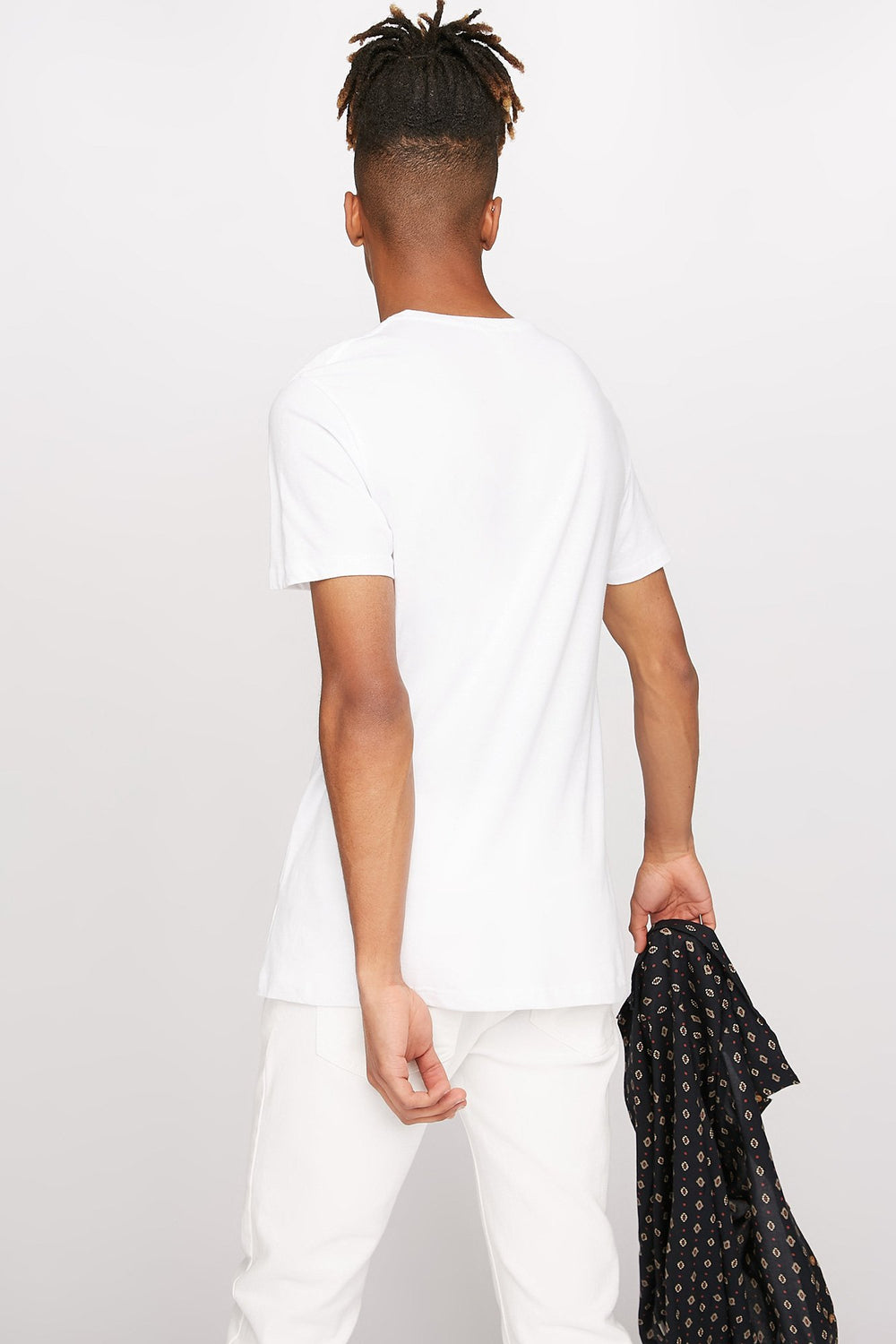 Men T-shirt à motif de palmiers et imprimé Good Vibes Blanc
