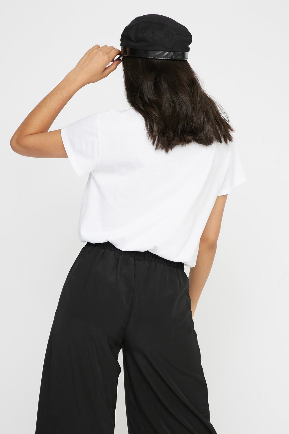 Women T-shirt court cintré à taille coulissante Blanc
