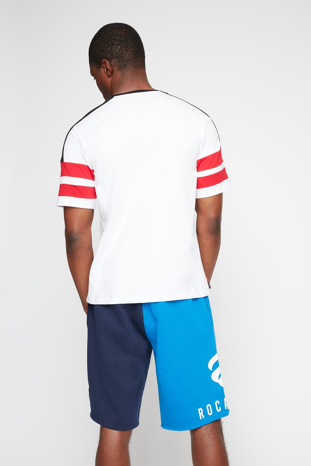 Men T-shirt Rocawear imprimé à rayures latérales Blanc