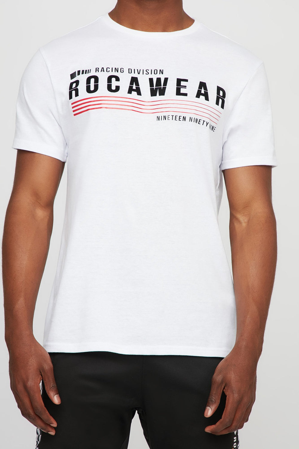 Men T-shirt Rocawear rayé à imprimé Racing Division Blanc